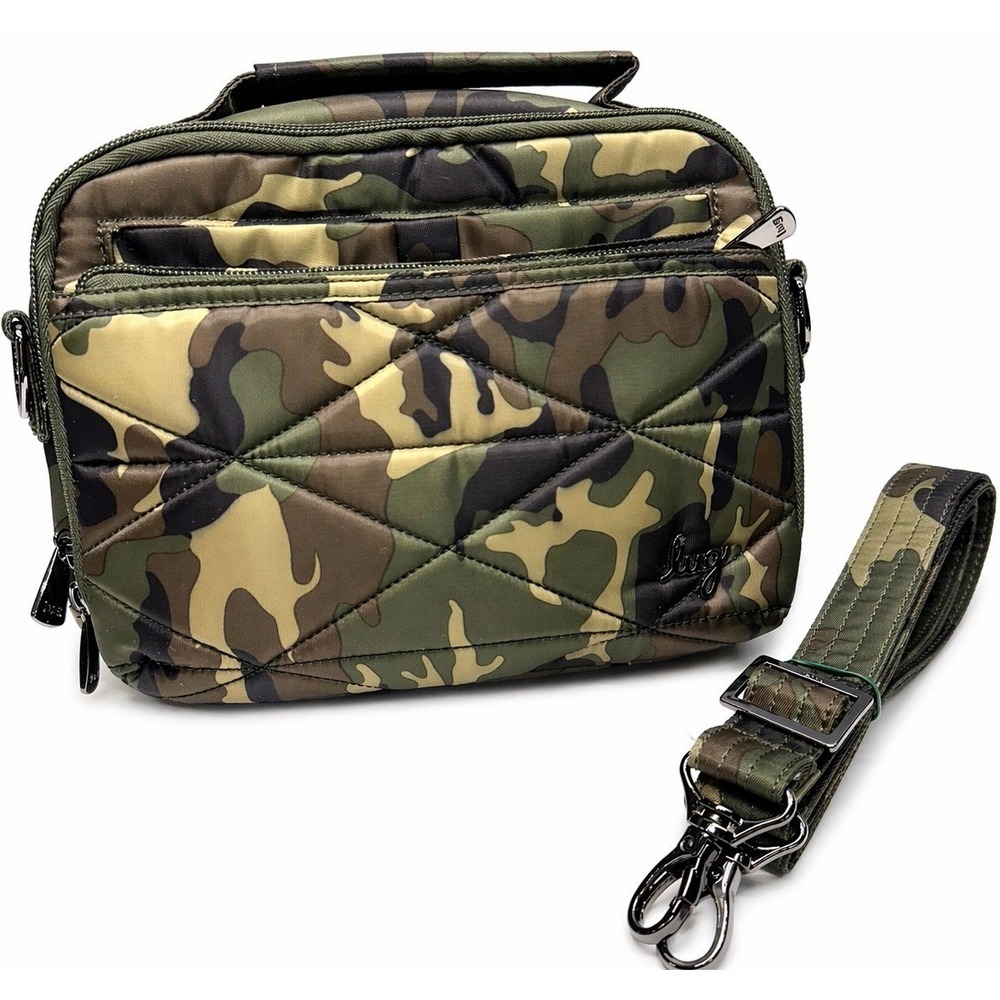 Lug Roundabout XL Camo Crossbody Shoulder Bag Purse Adjustable Strap Pockets